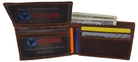 Small Mens Crazy Horse Leather Slim Bifold Card ID Wallet by Cazoro
