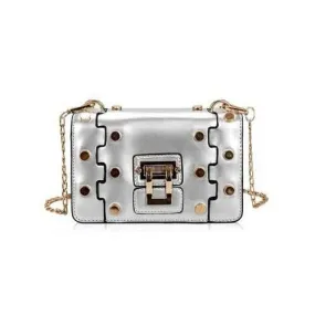 Studded Chain Chic Crossbody Bag - Silver