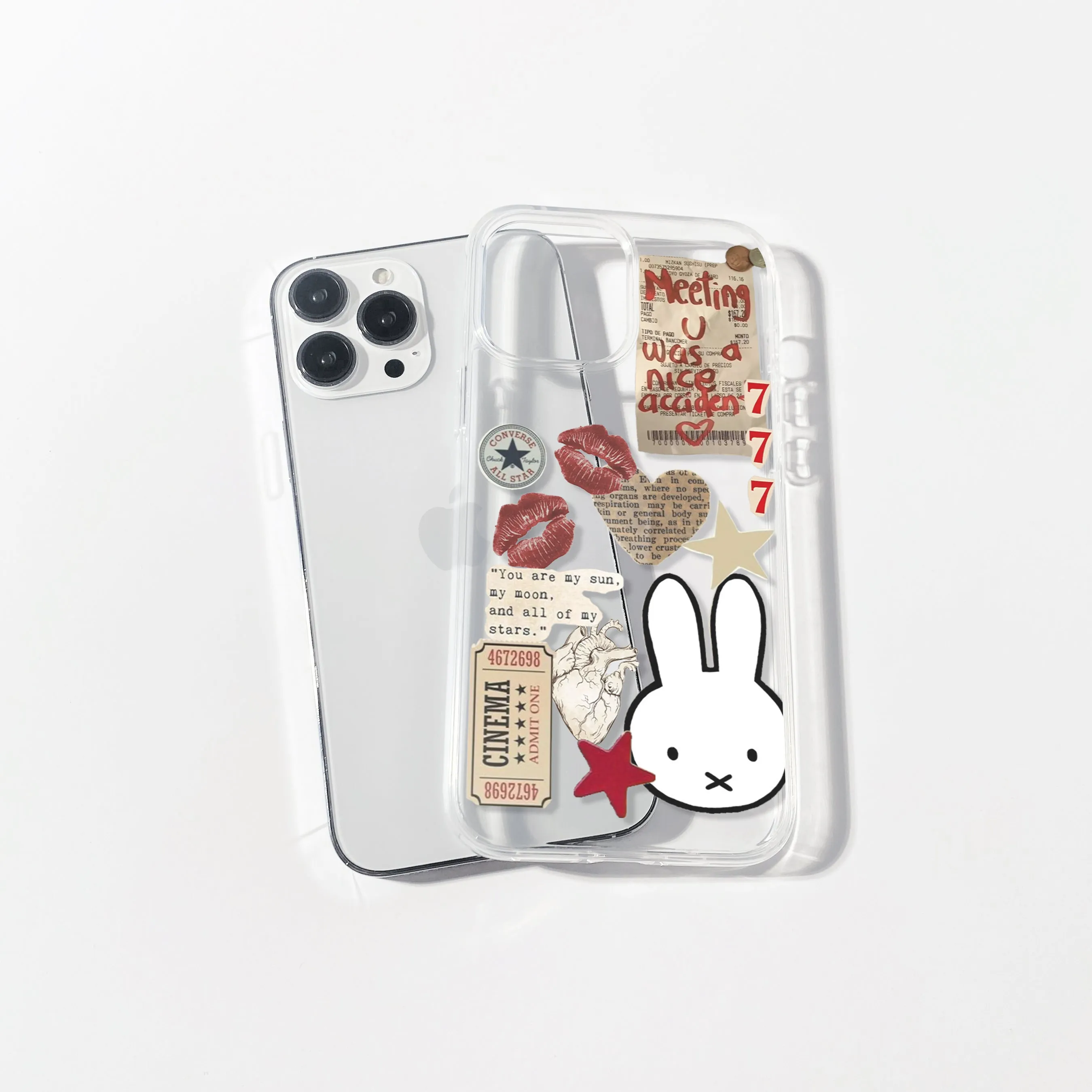Sun & Moon Vintage Aesthetic Silicone Clear Case