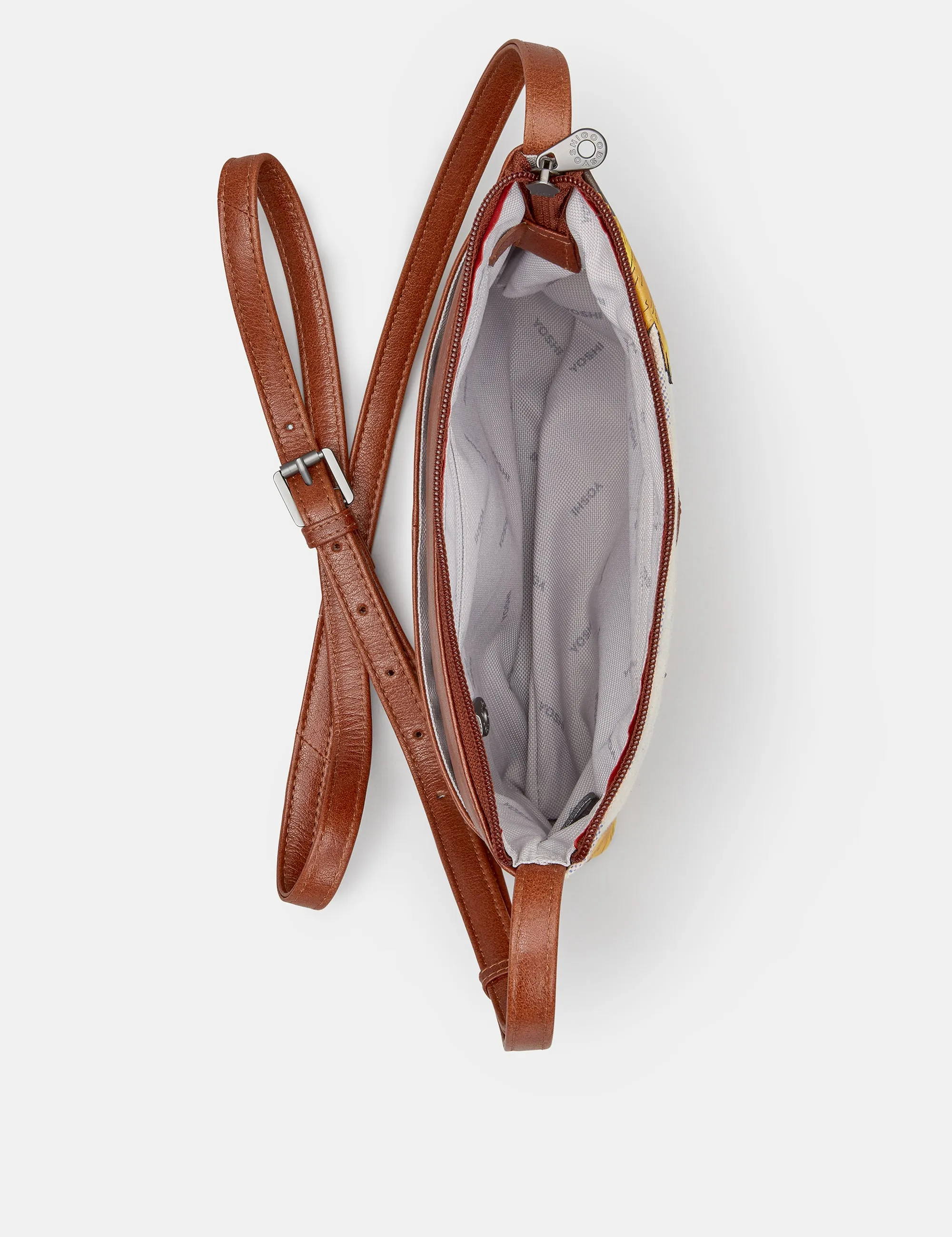 Sunflower Bloom Leather And Canvas Cross Body Bag