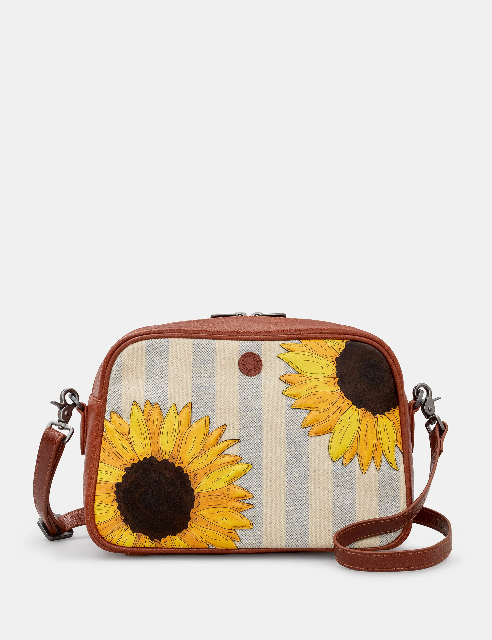 Sunflower Bloom Leather And Canvas Multiway Cross Body Bag