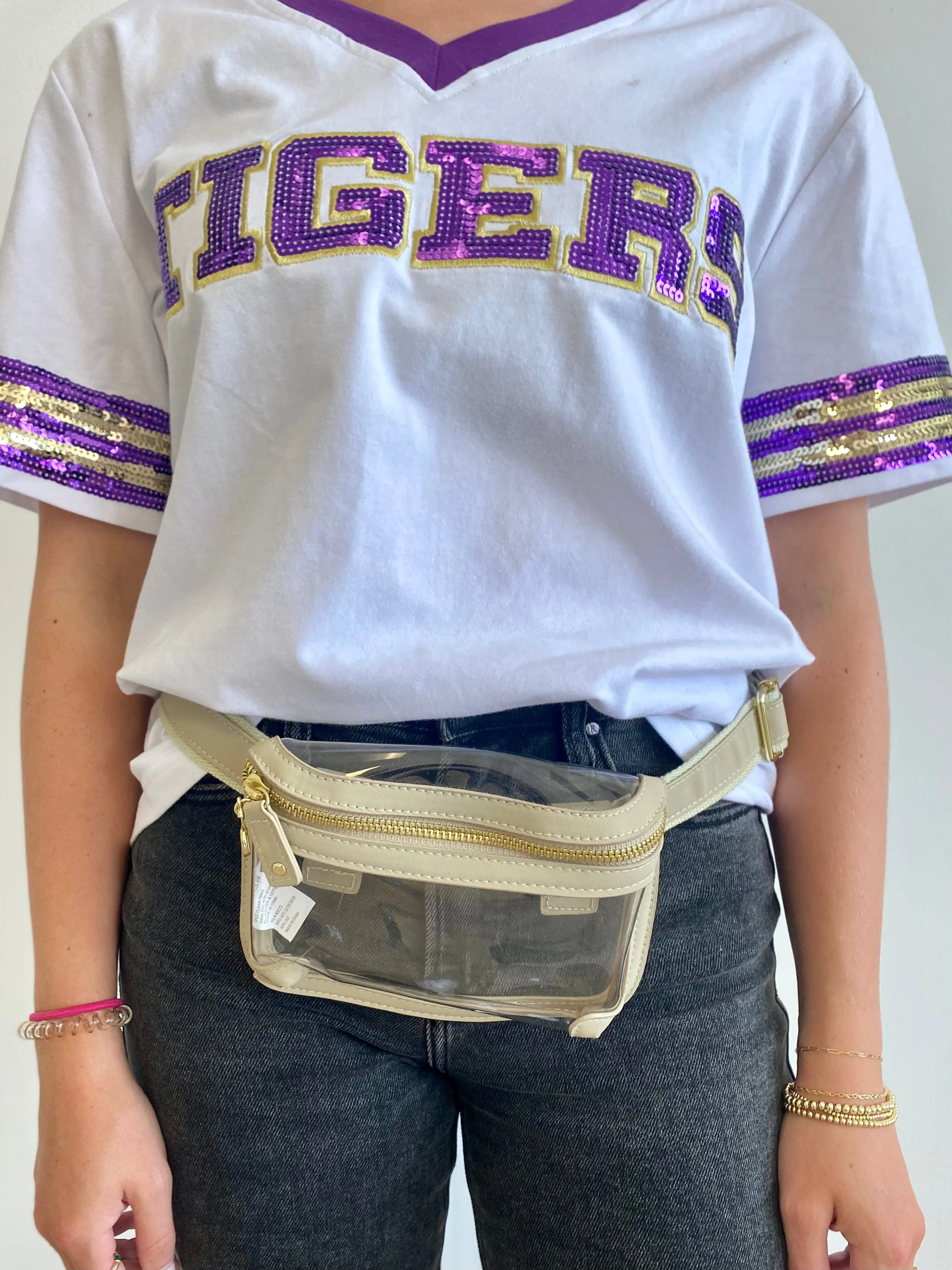 Tan Clear Belt Bag