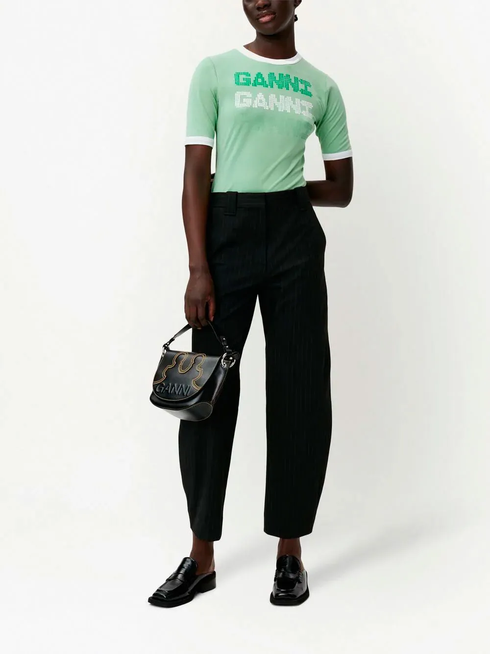 Tapered pinstipe trousers