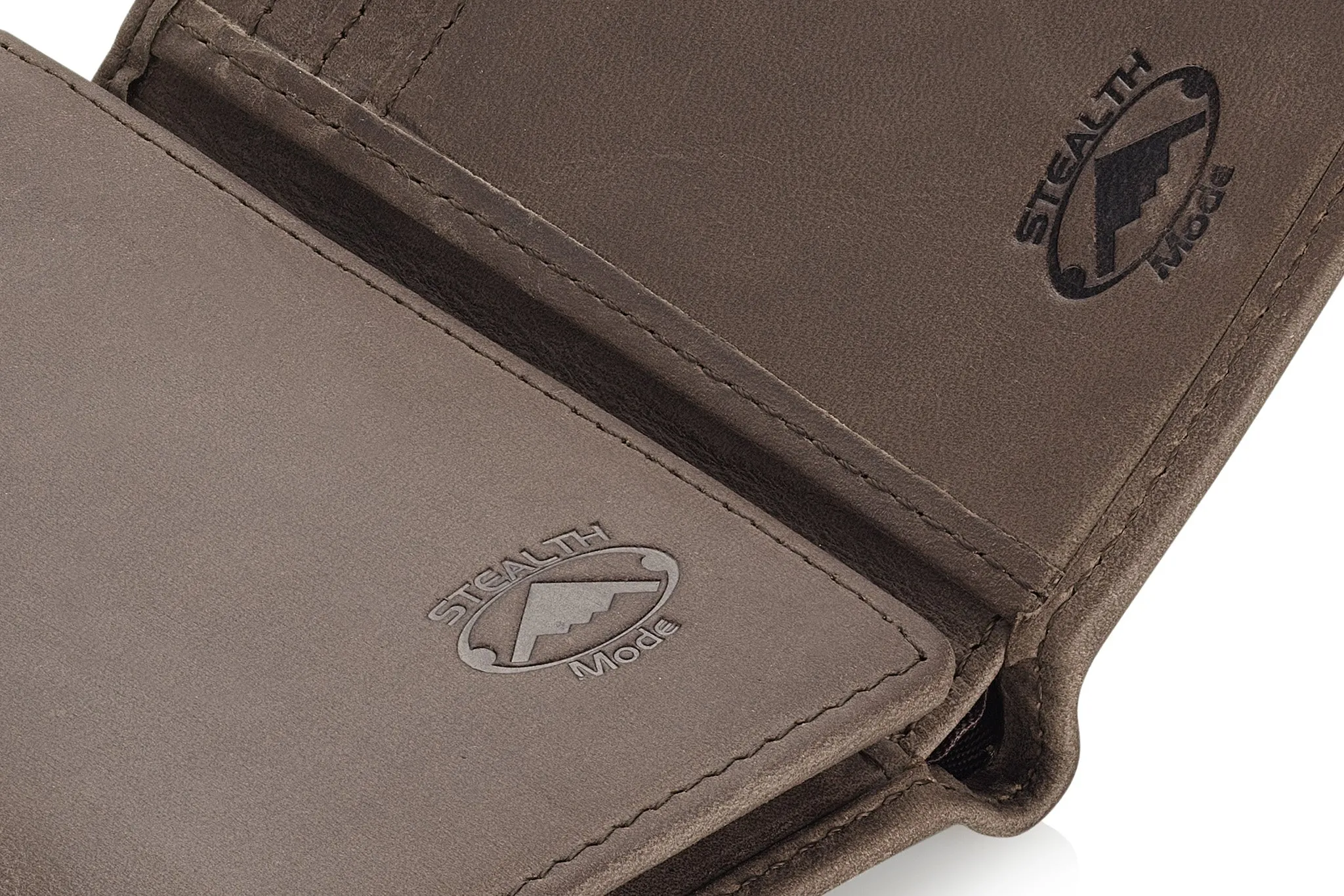 Taupe Trifold Leather Wallet With RFID Blocking and ID Window