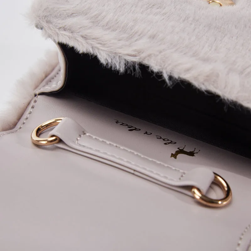Unicorn Furry Purse - Grey