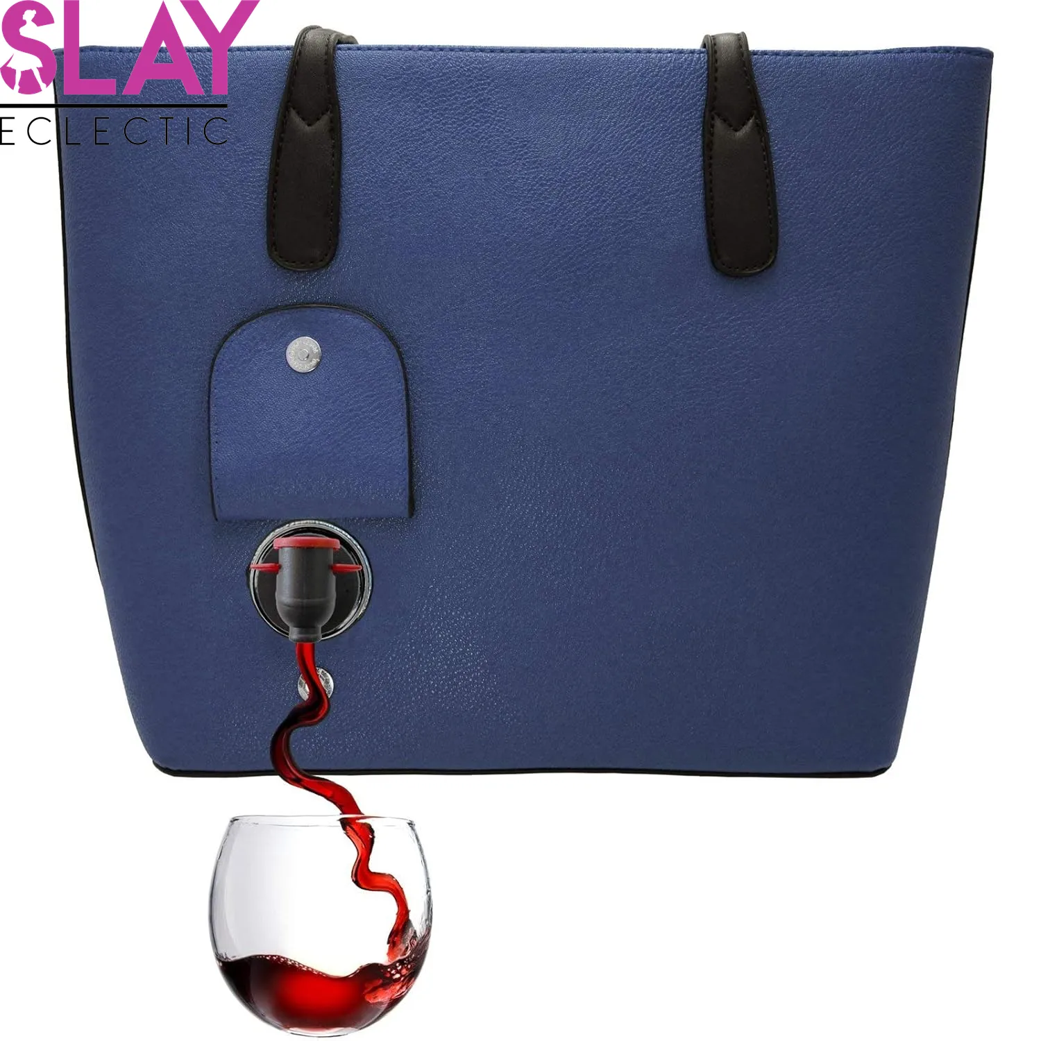 Vegan Leather Wine Tote - Chic Purse with Hidden Spout for Effortless On-the-Go Sipping (Holds 2 Bottles) - Perfect for Events & Gatherings - Aubergine