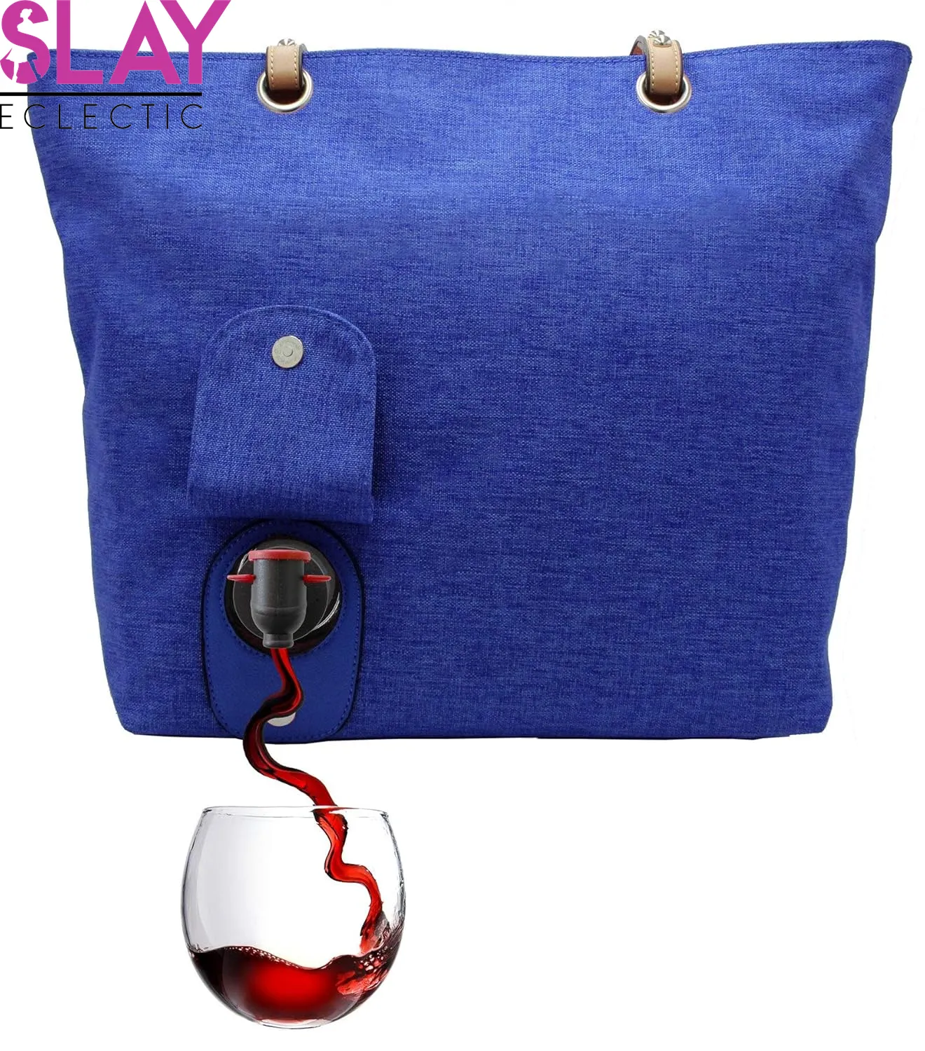 Vegan Leather Wine Tote - Chic Purse with Hidden Spout for Effortless On-the-Go Sipping (Holds 2 Bottles) - Perfect for Events & Gatherings - Aubergine