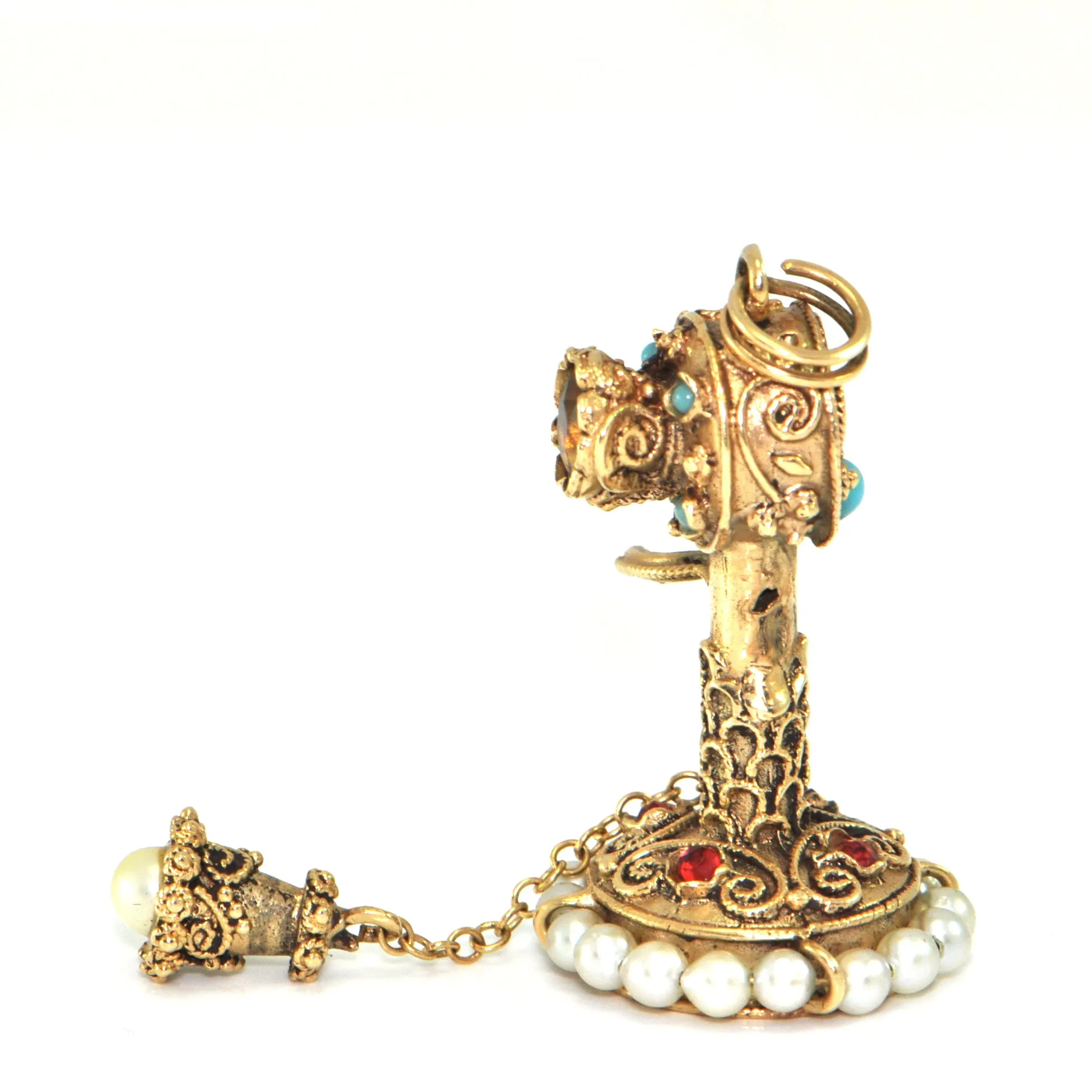 Vintage 14K Yellow Gold Phone Charm