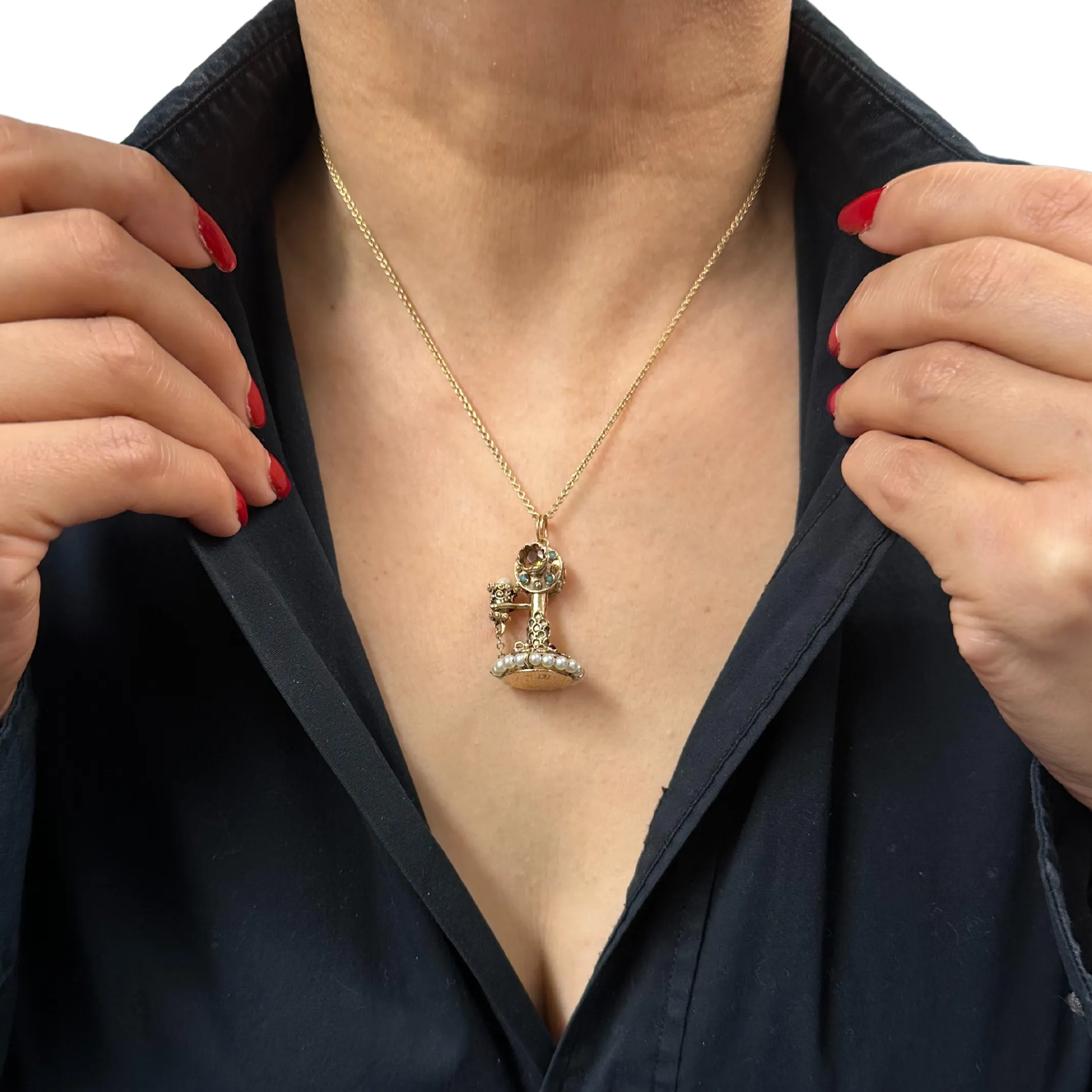 Vintage 14K Yellow Gold Phone Charm