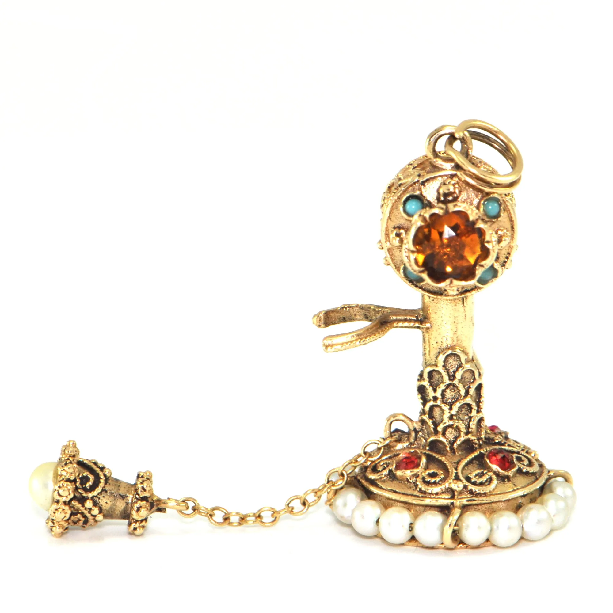 Vintage 14K Yellow Gold Phone Charm
