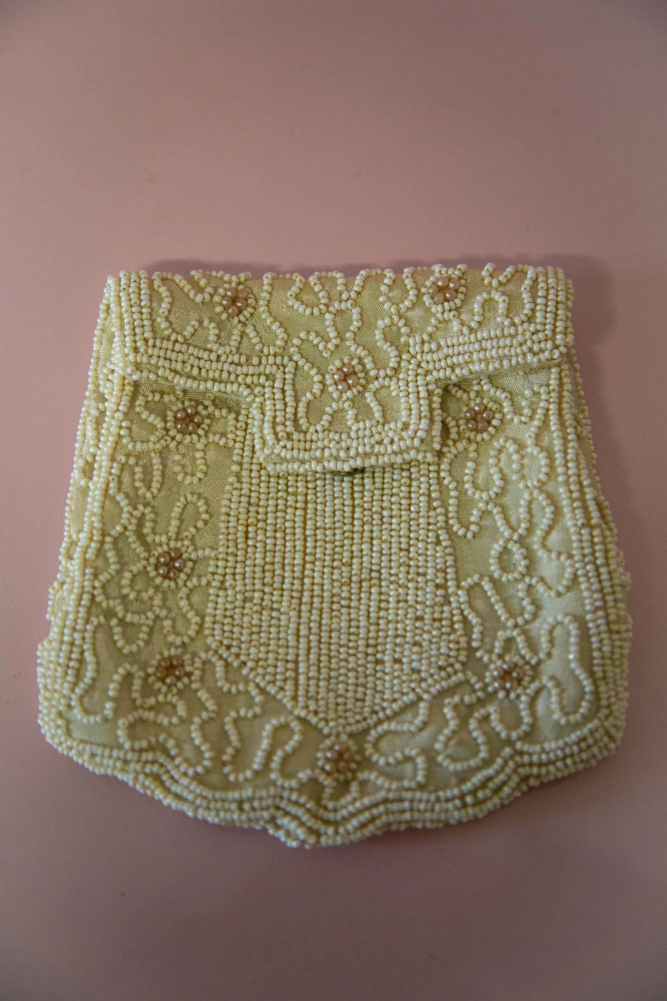 Vintage 1920s Pearl Beaded Belt Bag