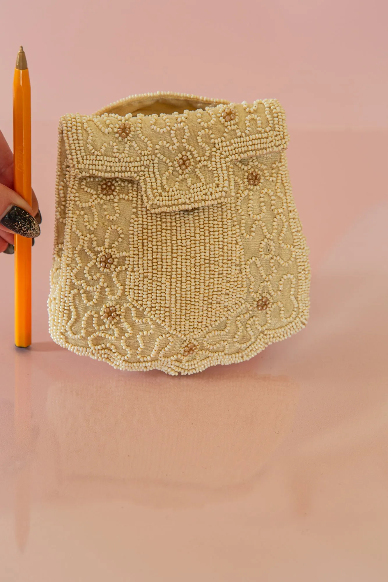 Vintage 1920s Pearl Beaded Belt Bag