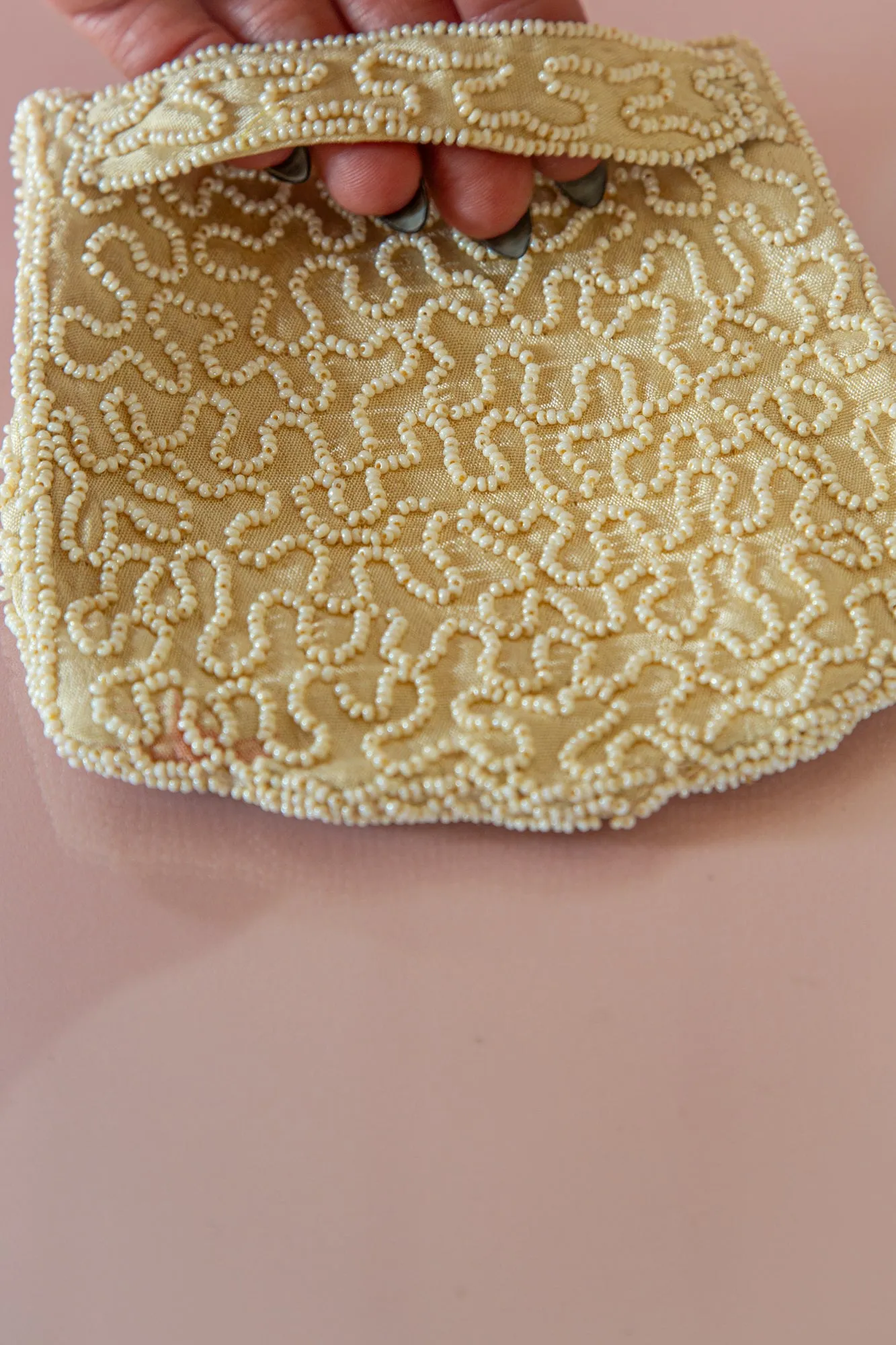 Vintage 1920s Pearl Beaded Belt Bag