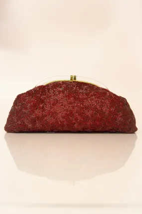 Vintage 1930s Large Red Bugle Beaded Clutch Bag