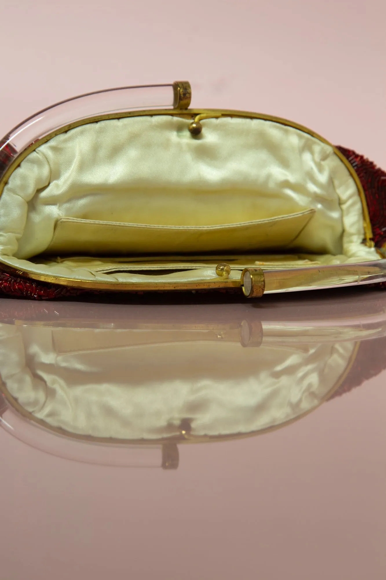 Vintage 1930s Large Red Bugle Beaded Clutch Bag