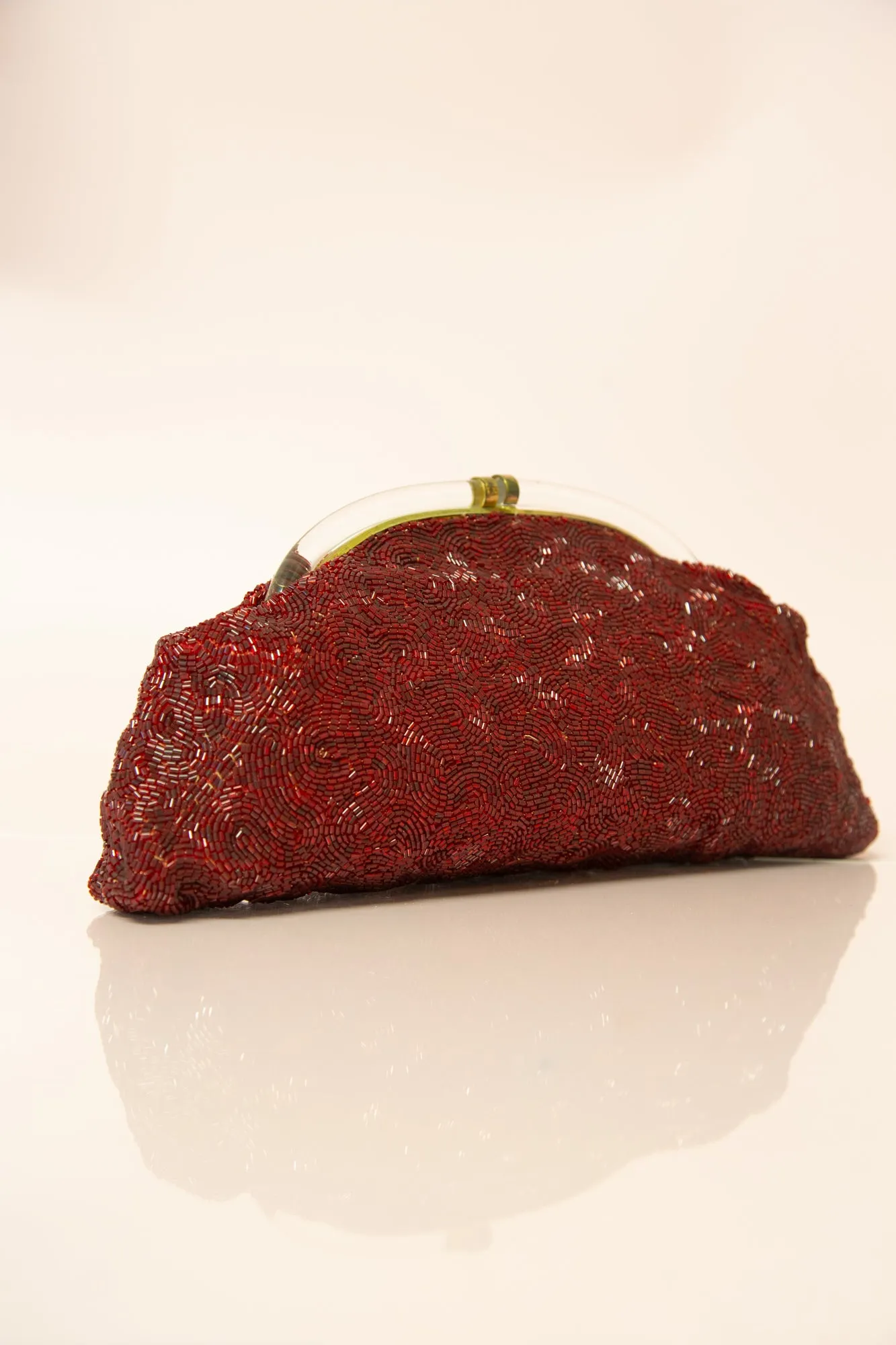 Vintage 1930s Large Red Bugle Beaded Clutch Bag