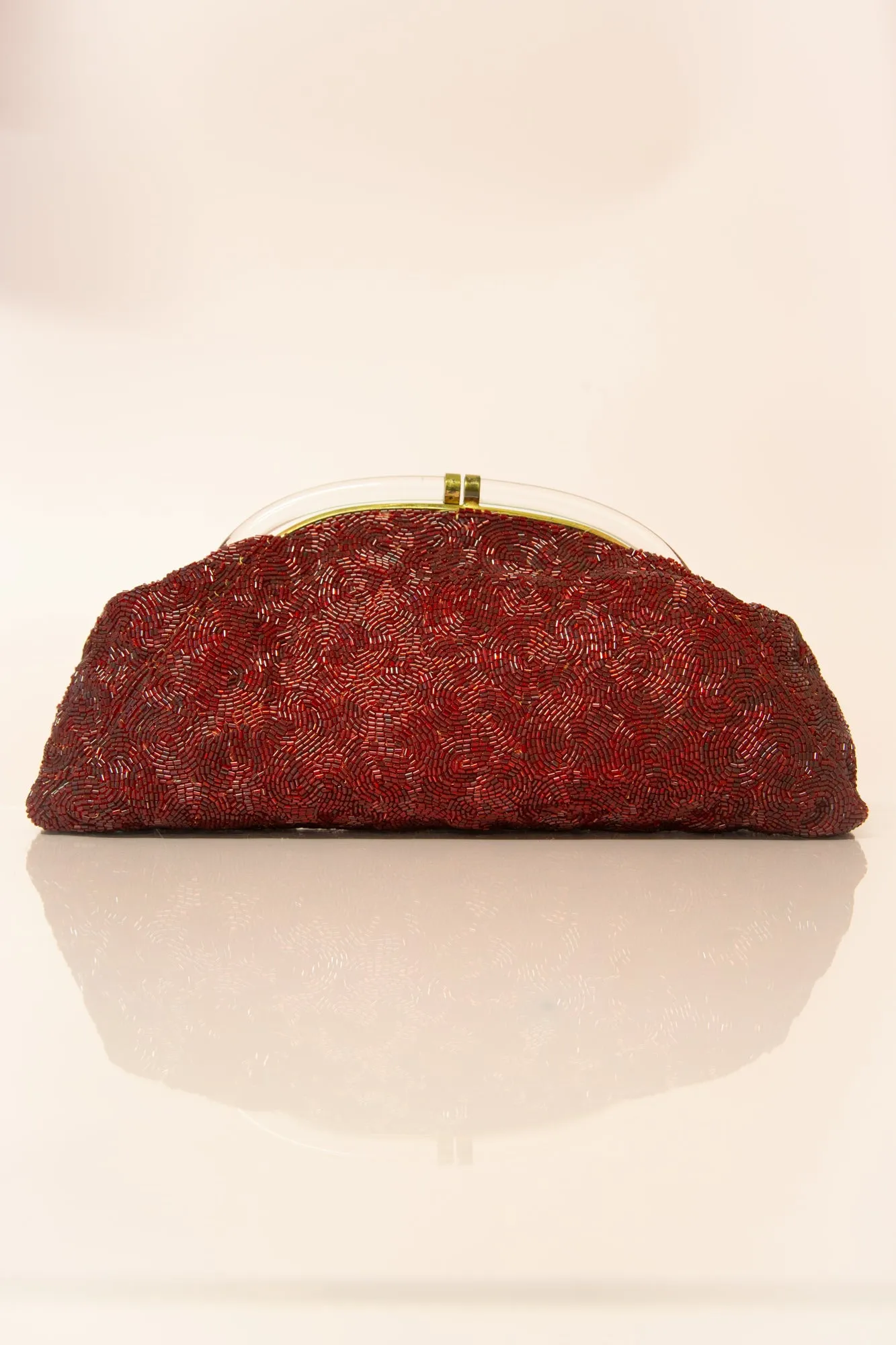 Vintage 1930s Large Red Bugle Beaded Clutch Bag