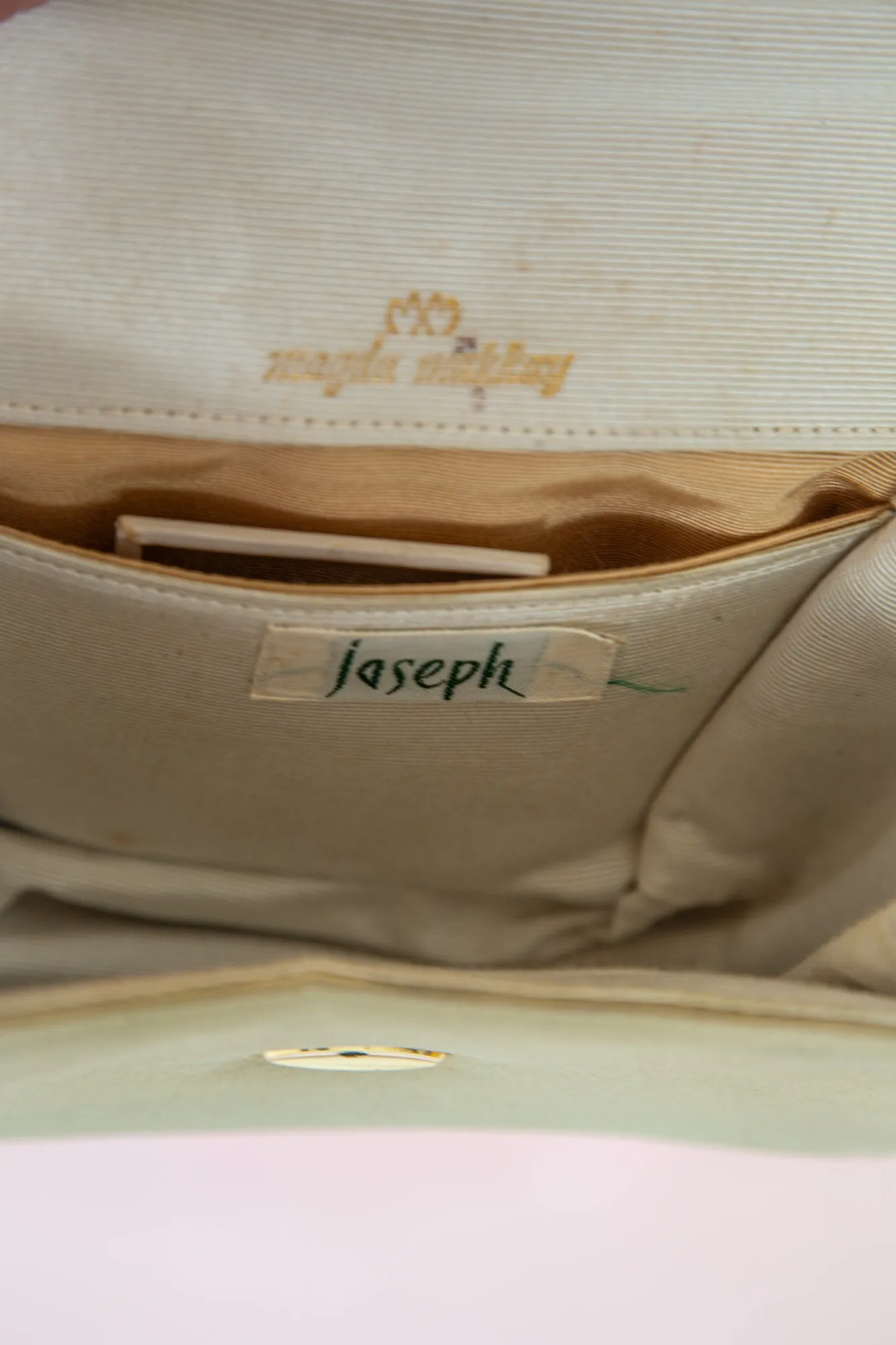 Vintage 1950s Silk Pale Green Gold Bag