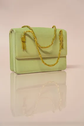 Vintage 1950s Silk Pale Green Gold Bag