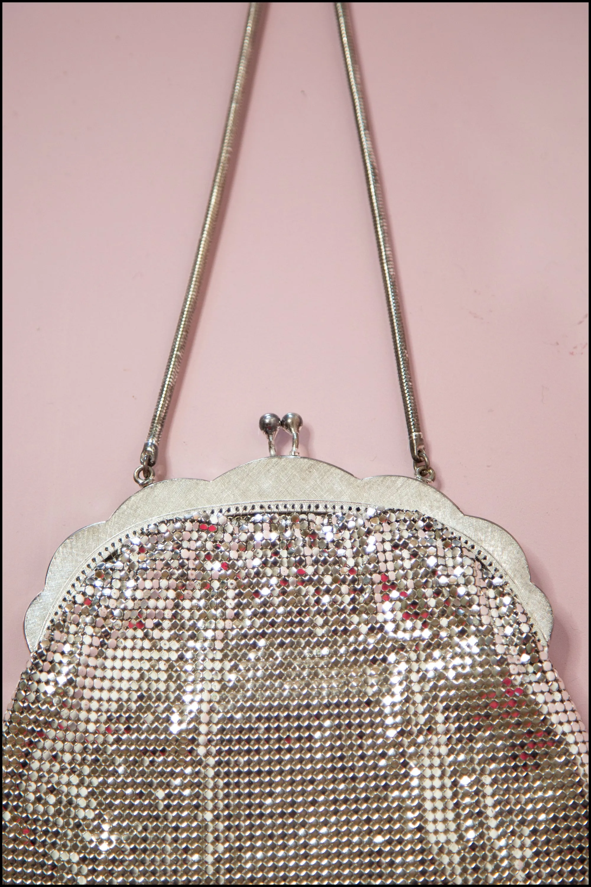 Vintage 1970s Silver Mesh Disco Bag