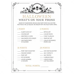 Vintage Halloween Theme Party Game What's On Your Phone Printable