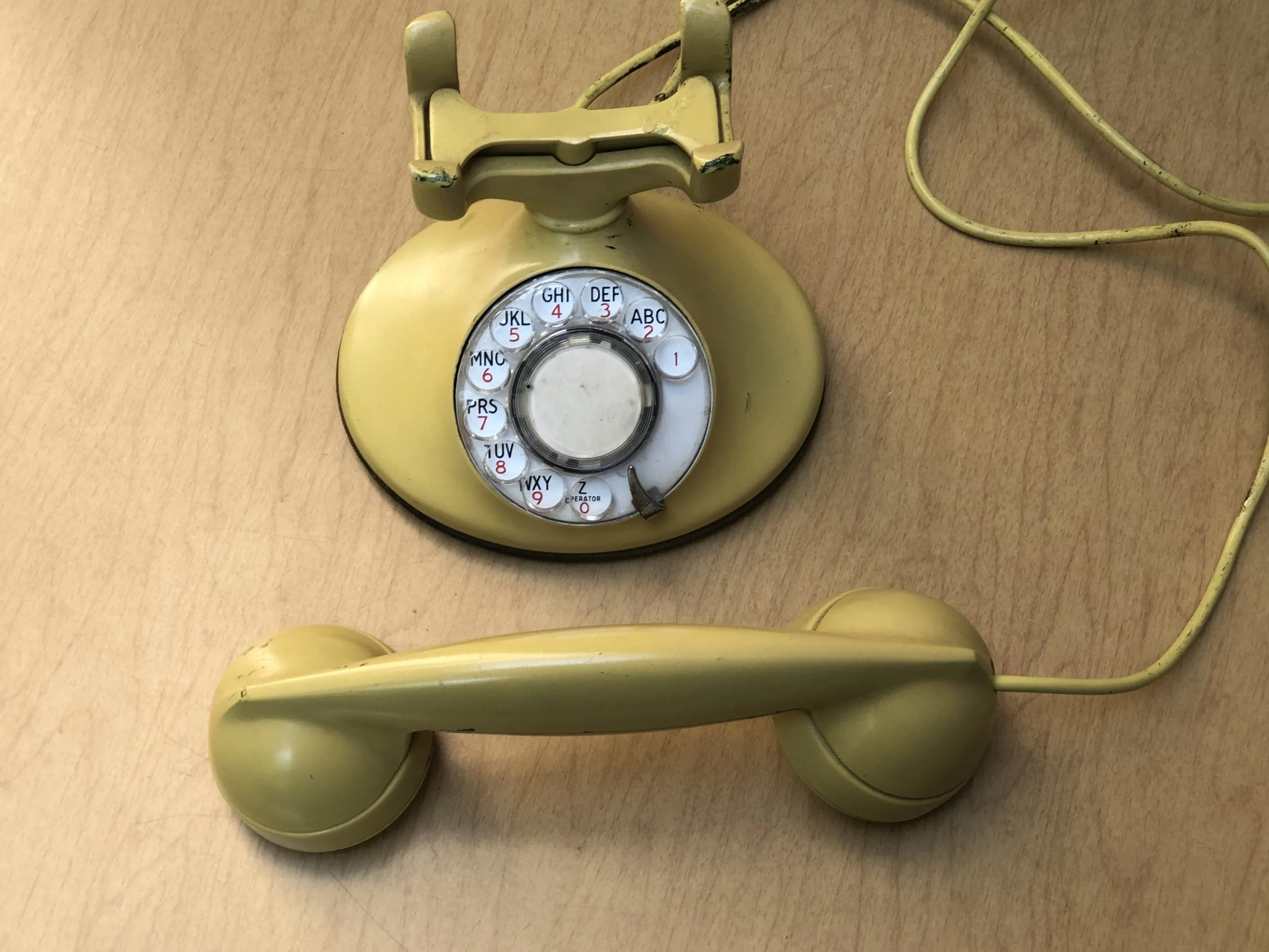 Western Electric Antique Yellow Metal Telephone, Circa 1940s