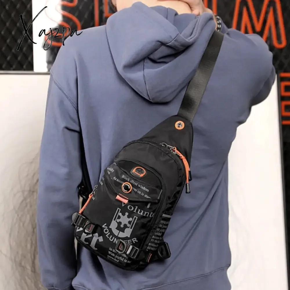 Xajzpa - Nylon Men Cross Body Chest Bag Messenger Pack Small Rucksack Knapsack Travel Casual Male One Shoulder Side Bags Sling Backpack