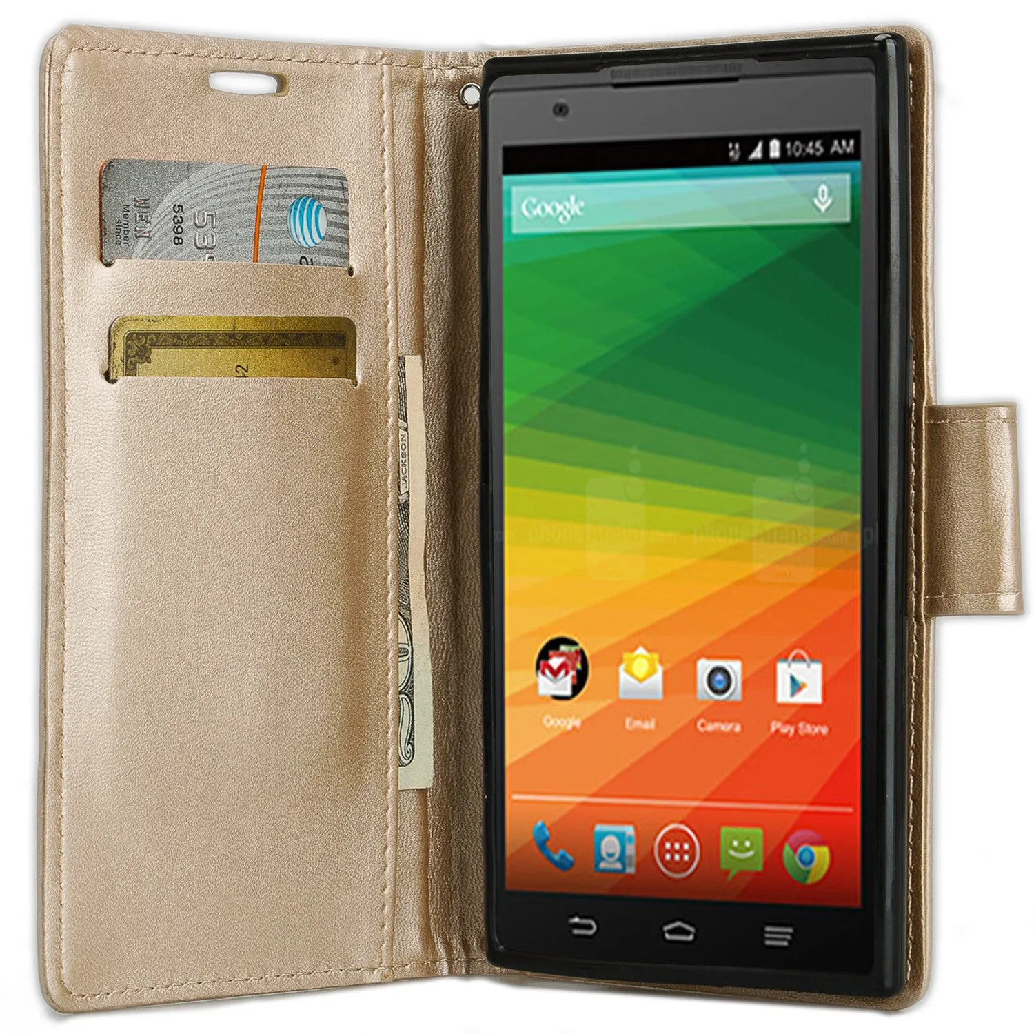 ZTE ZMAX Case, Wrist Strap Magnetic Fold[Kickstand] Pu Leather Wallet Case with ID & Credit Card Slots for ZTE ZMAX - Rose Gold